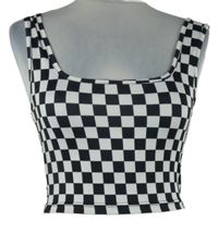 Dámsky čierno-biely kockovaný crop top Shein