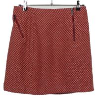 Dámska červeno-béžová vzorovaná vlnená sukňa M&S