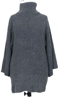 Dámsky sivý vlnený sveter s rolákom M&S