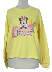 Dámska žltá crop mikina s Minnie Disney