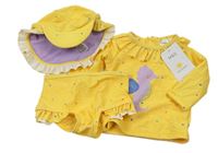3set- žlté bodkovaná é UV tričko s mořským koníkem+ kraťasy+ šiltovka M&S
