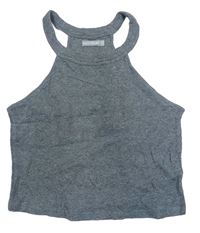 Sivý rebrovaný crop top