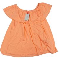 Neónově oranžový crop top s volánikom zn. Candy couture
