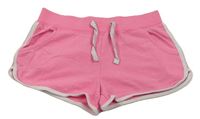 Neónově ružové teplákové kraťasy s proužkem zn. Primark