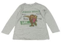 Světlešedé triko s dinosaurem a nápisem