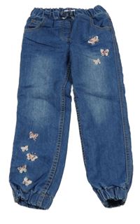 Modré podšité cuff rifle s motýlikmi Topolino