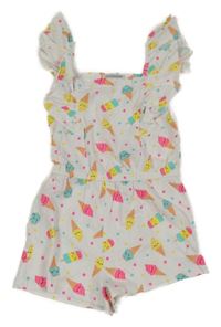 Bílý kraťasový overal se zmrzlinami Primark