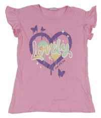 Svetloružové tričko so srdiečkom a nápisom