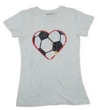 Biele tričko so srdcem a flitrami