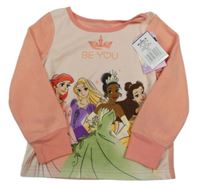 Nové - ružovo-farebná zamatová mikina s princeznami Disney
