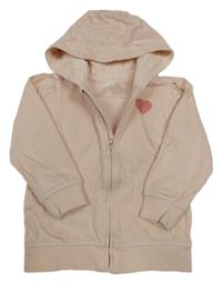 Svetloružová prepínaci mikina s kapucňou a srdiečkom H&M