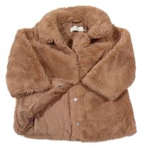 Hnedý kožušinový podšitý kabát H&M