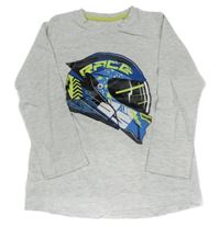 Svetlosivé melírované tričko s helmou