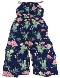 Tmavomodro-kvetovaný culottes overal zn. H&M