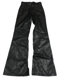 Černé koženkové flare kalhoty H&M