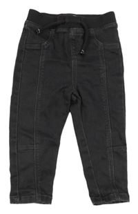 Tmavošedé teplákové rifle s úpletovým pasem Primark