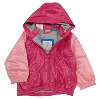 Fuchsiovo-světlerůžová šusťáková jarní bunda s kapucí Adidas