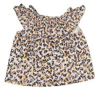 Svetloružová -oranžovo-sivé vzorovaný top s volánem Next