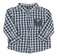 Tmavomodro-bílá kostkovaná košile s nášivkou OBaïBi