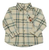 Béžovo-zelená kostkovaná košile s veverkou 
