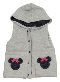 Sivá tepláková zateplená vesta s Minnie a kapucňou