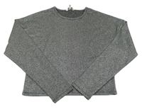 Černo-stříbrné crop triko Peacocks