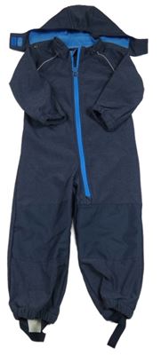 Tmavomodrá softshellová kombinéza s kapucí TCM