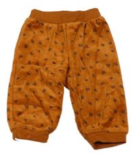 Oranžové sametové tepláky s listy 