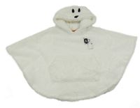 Biele chlpaté pončo s kapucí - duch