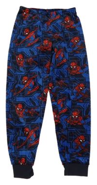 Tmavomodro-modré plyšové pyžamové kalhoty se Spidermanem C&A