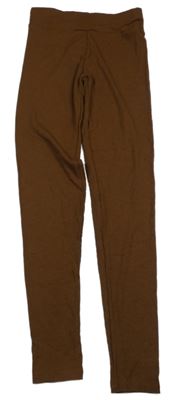 Hnedé rebrované legíny Shein