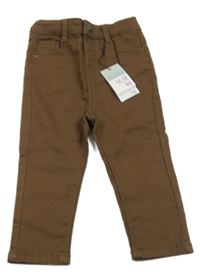 Nové - Hnedé teplákové skinny rifle PRIMARK