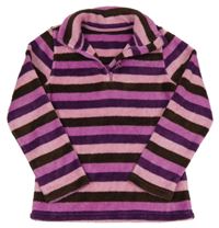 Ružovo-hnedá pruhovaná chlpatá mikina so stojačikom TCM