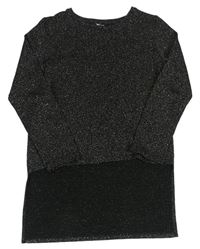 Čierno-strieborný dlhý sveter