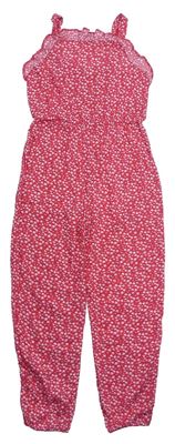 Ružový kvietkovany nohavicový letný overal Primark