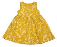Okrové bavlnené šaty so žirafami  F&F
