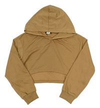 Béžová crop mikina s kapucňou Shein