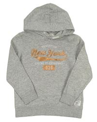 Sivá melírovaná mikina s nápisom a kapucňou H&M