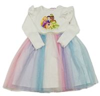 Bílo-barevné bavlněno/tylové šaty s princeznami Primark