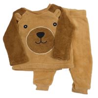 Béžovo-hnědé chlupaté pyžamo s medvídkem Primark
