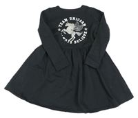 Černé teplákové šaty s jednorožcem F&F