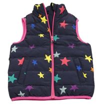 Tmavomodro-ružová funkčná šušťáková prešívaná zateplená vesta s hviezdičkami Mountain Warehouse