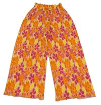 Broskvové skládané volné kalhoty s květy Primark