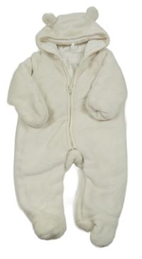 Smotanová chlpatá zateplená kombinéza s kapucňou Orchestra