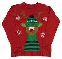 Červený sveter so sobom St. Bernard