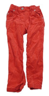 Červené zamatové menšestrové nohavice Tu