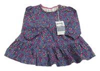 Nové - Tmavomodré bavlnené šaty s kvietkami Kite