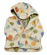 Smetanová nepromokavá jarní bunda se zvířátky a kapucí Next