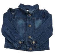 Tmavomodrá rifľová bunda s volánikmi Rachel Zoe