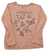 Světlerůžové triko s motýlky Page one young